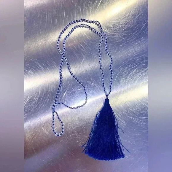🥰 Cute Blue Necklace with Tassel 🥰 Unisex (please see all  pictures) - Picture 5 of 7